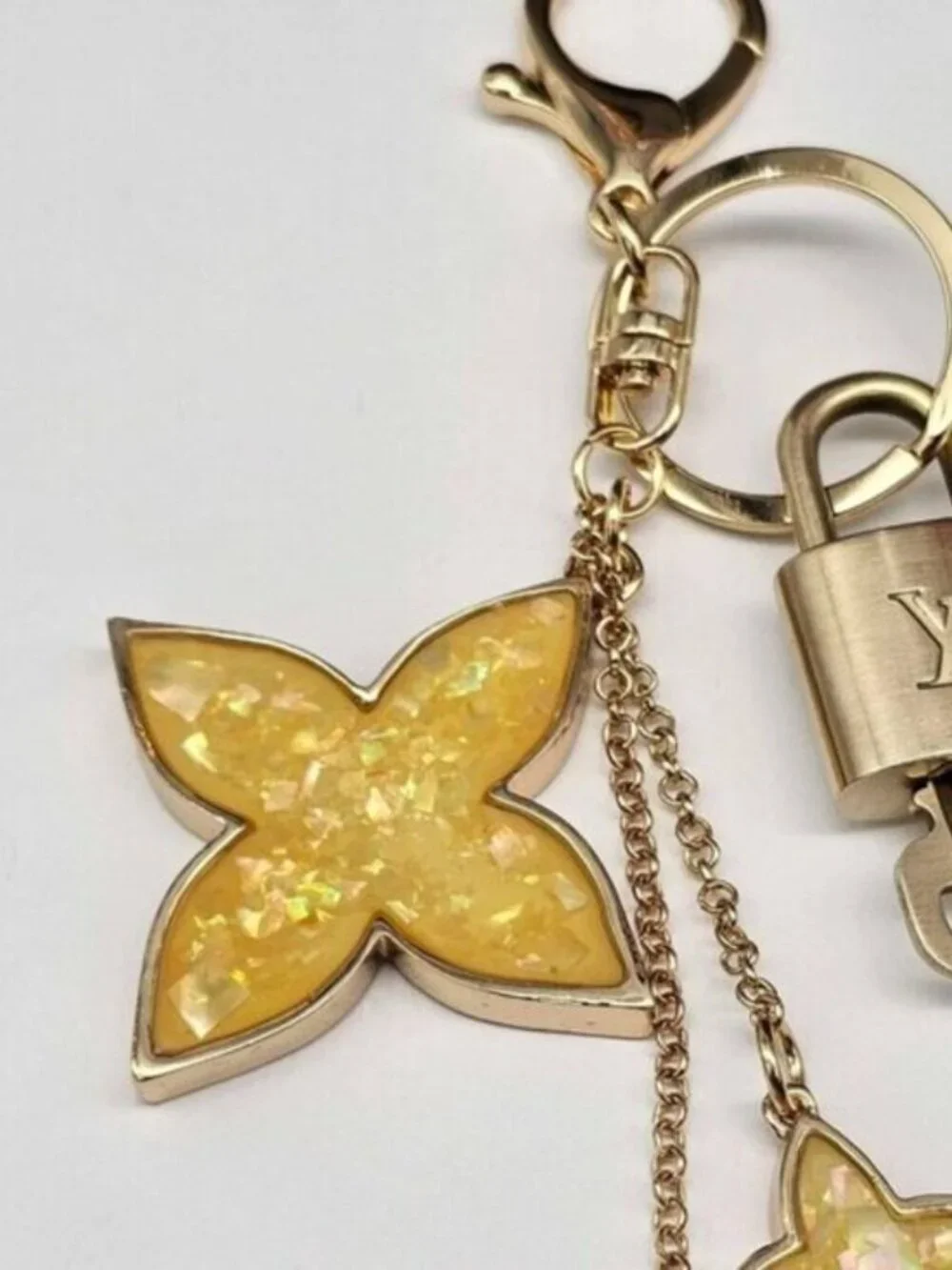 Authentic Louis Vuitton Gold Lock 🔒 Unbranded Flower Keychain Bag Charm LV